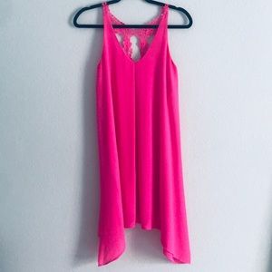 Bright Pink Sheer Layered Dress